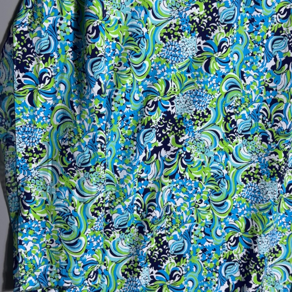 IBKUL Mock Golf Shirt Womens Size Large Floral Long Sleeve 1/4Zip Blue Marissa - Picture 2 of 9